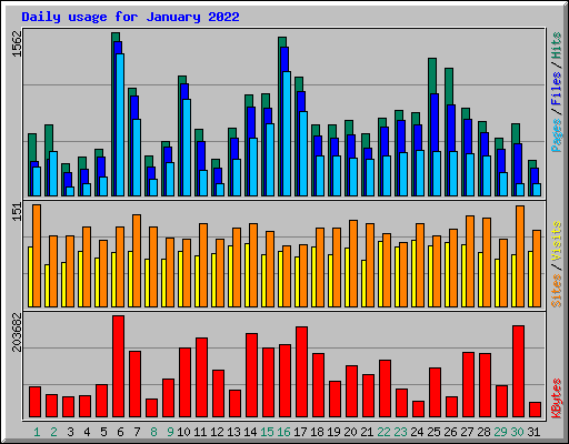 Daily usage for January 2022
