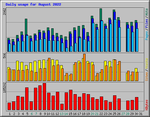 Daily usage for August 2022