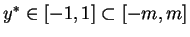 $y^{*}\in[-1,1]\subset[-m,m]$